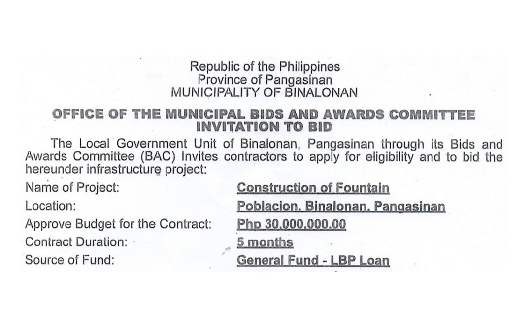 Construction of Foot Bridge in Poblacion – Test Bids & Awards