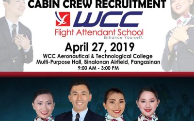 Pal express Recruitment Team will hold its Cabin Crew Hiring this April 27, 2019 at WCC Aeronautical and Technological College, Multi-Purpose Hall, Binalonan Airfield,Binalonan, Pangasinan.